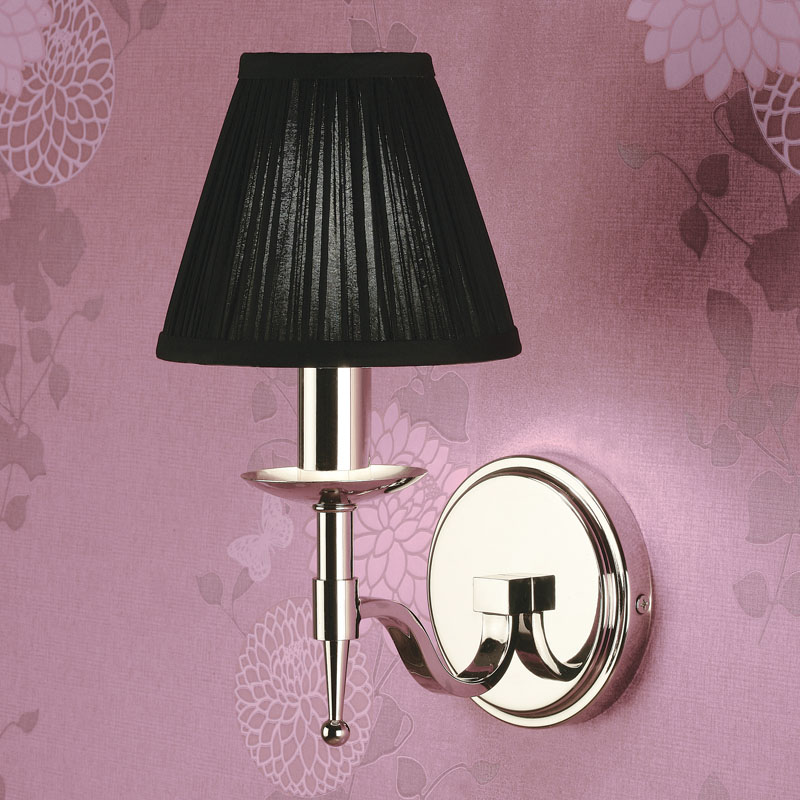 Stanford Nickel Single Wall Light With Black Shade